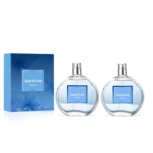 AGUA DE LUNA - Original, Colonia Mujer, Pack de 2 x 100 ml, Perfume en Formato Spray, Eau de Toilette Natural y Femenina, Aroma Floral, Fragancia Fresca y de Larga Duración