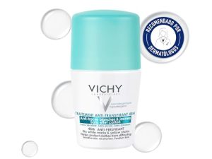 Vichy Desodorante en Formato Roll-On Para Mujer, Antimarcas, Antitranspirante, Ideal Para Pieles Sensibles, 48 Horas de Duración, Color Verde, 50 ml