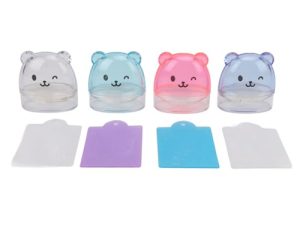 Sunicon-Juego de sellos de silicona para decoración de uñas, herramientas de impresión de transferencia de oso, sello de uñas francés multifuncional para manicura, 4 Uds.