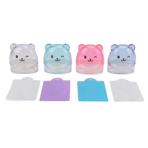 Sunicon-Juego de sellos de silicona para decoración de uñas, herramientas de impresión de transferencia de oso, sello de uñas francés multifuncional para manicura, 4 Uds.