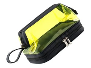 DRESSOOS Bolsa De Cosméticos Transparente Gran Bolsa De Cosméticos Neceser De Viaje Transparente Bolsa De Maquillaje De Viaje Bolsas De Aseo para Mujeres Women Cuero De PU Yellow