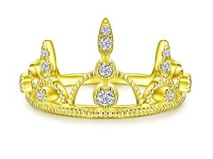 Whoiy 925 Sterling Silber Ringe Antragsring Krone mit Zirkonia als Geschenke für Freundin Gold Gr.52 (16.6)