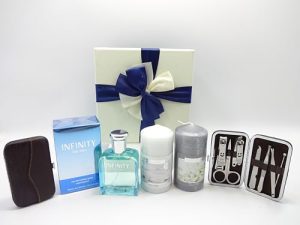 Juego de regalo de lujo para hombres, Infinity EDT de 100 ml para hombres, 2 velas perfumadas, kit de herramientas de manicura de 7 piezas, juego de regalo para él
