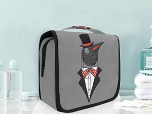 Pingüino Gris Caballero Bolsas de Aseo Neceser de Maquillaje Colgante Plegable Cosmético Bolso de Artículos de Tocado para Mujeres Niñas