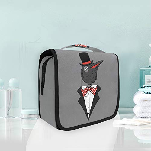 Pingüino Gris Caballero Bolsas de Aseo Neceser de Maquillaje Colgante Plegable Cosmético Bolso de Artículos de Tocado para Mujeres Niñas