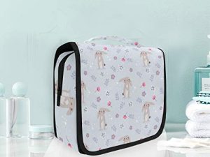 Conejo Conejo Flor De Rosa Bolsas de Aseo Neceser de Maquillaje Colgante Plegable Cosmético Bolso de Artículos de Tocado para Mujeres Niñas