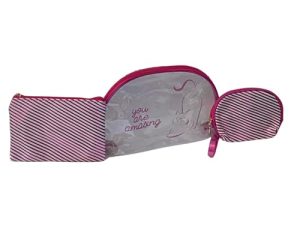 Bolsas de Aseo Viaje Mujer,(3 PCS), Neceser Pequeño, Bolsa Cosmeticos Mujer,Estuche Organizador Belleza Plastico Impermeable Vacaciones, NeceserTransporte líquidos, Neceser Transparente,(Fucsia)