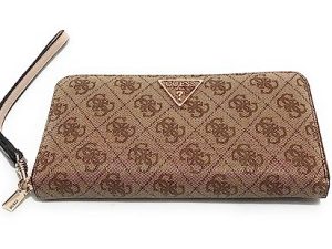 GUESS Laurel SLG Large Zip Around, Bag Women, Logo de café con Leche, One Size