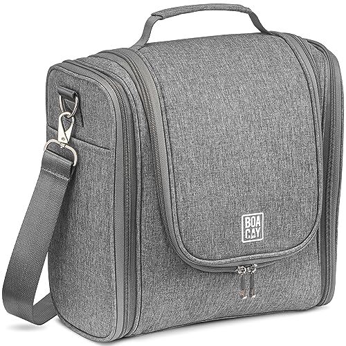 BOACAY Neceser Grande para Mujer y Hombre, Bolsa de Aseo Colgante, Bolso Baño y Viaje, Organizador de Maquillaje, Kit para Cosméticos, Accesorios '(X-Large) Quartz Gray