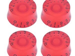 Perillas de guitarra eléctrica de 4 piezas, potenciómetro de control de volumen de guitarra eléctrica de bajo acrílico, accesorios de guitarra, impresiones claras de varios colores(negro rojo)