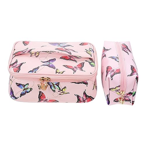 2 Piezas Bolsa De Cosméticos De Bolso De Cosméticos Gran Bolsa De Cosméticos Women Bolsas De Aseo para Mujeres Bolsa De Aseo De Los Hombres Monederos Cuero Artificial FRCOLOR