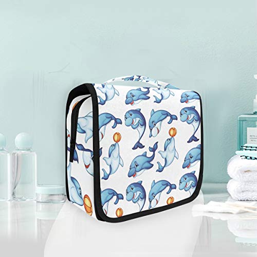 Delfín De Baloncesto Bolsas de Aseo Neceser de Maquillaje Colgante Plegable Cosmético Bolso de Artículos de Tocado para Mujeres Niñas