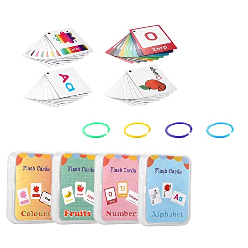ULTECHNOVO 4 Piezas Tarjeta Flash Inglés De Aprendizaje Tarjeta Flash De Jardín De Infantes Tarjetas De Letras ABC Tarjetas Flash Tarjeta De Palabras Carta Papel Estucado De 300g Niño Pequeño