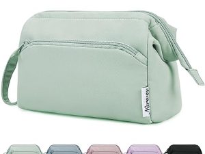 Narwey Neceser Maquillaje Viaje Bolsa de Maquillaje Grande Bolsa de Aseo Organizador de Cosmético para Mujeres Niñas (Verde Menta)