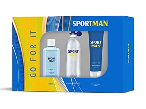 SPORTMAN – Go For It, Estuche de Regalo Hombre, Colonia 150 ml + Gel de Baño 100 ml + After Shave 75 ml, Eau de Toilette Natural y Masculina, Aroma Cítrico, Fragancia Fresca, Deportiva y Duradera