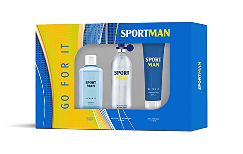 SPORTMAN - Go For It, Estuche de Regalo Hombre, Colonia 150 ml + Gel de Baño 100 ml + After Shave 75 ml, Eau de Toilette Natural y Masculina, Aroma Cítrico, Fragancia Fresca, Deportiva y Duradera