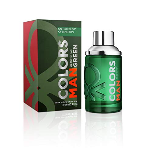 Benetton, Green from United Colors, Eau de Toilette para Hombre, Larga duración, Fragancia fresca, elegante, atractiva y masculina, Notas de madera, cítricos y vetiver, 100 ml