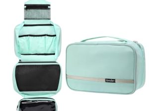 homchen Neceser de viaje colgante, impermeable, plegable, portátil, bolsa de aseo para hombres y mujeres, verde menta, M, Modelo: