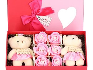 ANKROYU Caja de de jabón de Oso de Flores decoración romántica de San Valentín (Rosa)