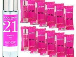 CARAVAN FRAGANCIAS Perfume de Mujer Nº21 de 150 ml + Set de 10 Viales de Fragancias femeninas distintas de Caravan para descubrir nuevos aromas