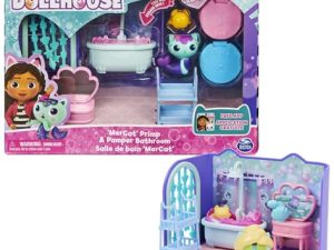 LA CASA DE MUÑECAS DE GABBY – EL BAÑO DE SIREGATA DE GABBY’S DOLLHOUSE con 1 Figura, 3 Accesorios, 2 Caja Sorpresa y 3 Muebles – 6062036 – Juguetes Niñas 3 años +