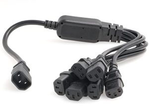 SZRMCC PDU IEC 320 C14 Macho a 6 x C13 Hembra Y Divisor Cable Adaptador de Alimentación 10A 250V UPS PSU Cable de Extensión (60cm)