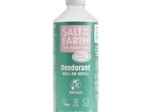 Natural Deodorant Roll On Refill by Salt of the Earth, Melon & Cucumber – Vegan, Long Lasting Protection, Leaping Bunny Approved, Made in the UK – 525ml