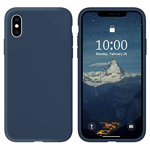 Oihxse Silicona Matorral Funda Compatible con iPhone X/iPhone XS Case Ultra Delgada Suave TPU Protector Carcasa Moda Linda Color Anti-Rasguño Caso Bumper Cover (Oscuro Azul)