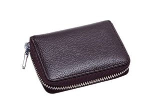 SAFIGLE 11 Estuche para Tarjetas de Crédito de Cuero Organizador para Tarjetas de Identificación Color Café Compacto para Viajes