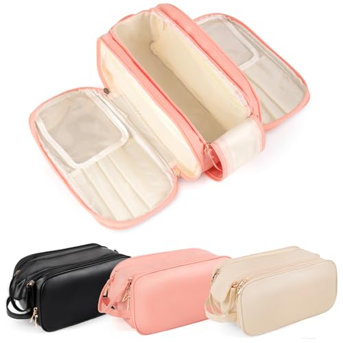 HERYEBING Neceser Viaje, Neceser Maquillaje de Viaje, Neceser Mujer, Grande Bolsa de Aseo Multifuncional con Asa, Bolsa de Maquillaje de PU, Impermeable Grande Organizador para Mujeres (Rosa)