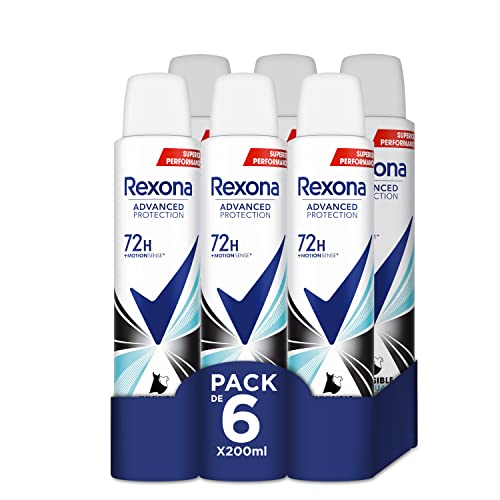 Rexona Desodorante Aerosol Advance Protection Invisible Aqua 72 h para mujer 200 ml - Pack de 6