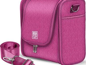 BOACAY Neceser Grande para Mujer y Hombre, Bolsa de Aseo Colgante, Bolso Baño y Viaje, Organizador de Maquillaje, Kit para Cosméticos, Accesorios (X-Large) Cerise Pink