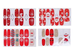 Frcolor Adhesivos de uñas de navidad Nail Art Tip Stickers Stickers Decoration for Women Girls 4pcs