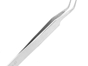 Ejecución de Extensión de Pestañas Pinzas de Pestañas Injerto de Injerto Herramienta de Recolección de Pestañas Finez Acero Inoxidable con Cabeza Recta Curva para (Silver Bent
