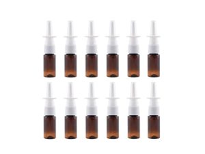 QUUPY 12PCS 20ml Botellas de aerosol nasal de plástico ámbar recargables Pulverizador de niebla fina Limpiador de nariz Contenedores Viales