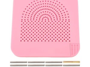Tablero de Quilling con Cajón de Alfileres para Manualidades con Disco Enrollador de Tiras de Papel (Rosado)