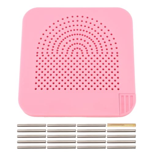 Tablero de Quilling con Cajón de Alfileres para Manualidades con Disco Enrollador de Tiras de Papel (Rosado)