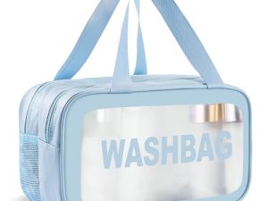 Boic Neceser Viaje, Neceser Transparente, Bolsa De Cosméticos Impermeable Bolsas De Aseo Bolsa De Cosméticos Impermeable para Viajes, Almacenamiento, Baño (Azul, M)