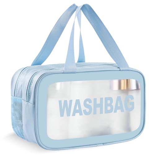 Boic Neceser Viaje, Neceser Transparente, Bolsa De Cosméticos Impermeable Bolsas De Aseo Bolsa De Cosméticos Impermeable para Viajes, Almacenamiento, Baño (Azul, M)