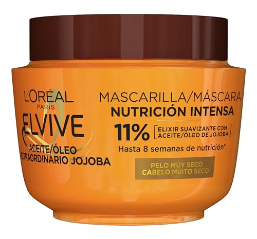 L'Oreal Paris Elvive Mascarilla Nutritiva Aceite Extraordinario con Aceite de Jojoba, para Pelo Seco, 300 ml