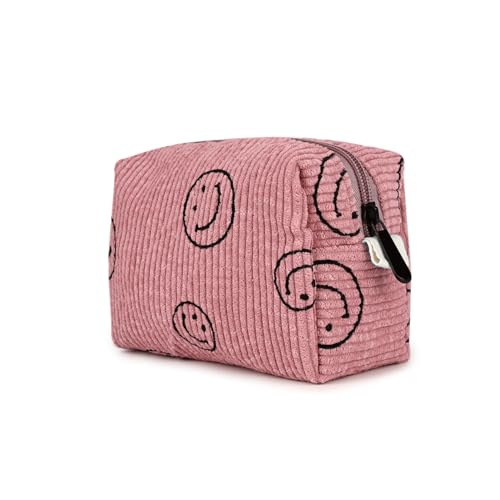 Fycyko Bolsa de maquillaje de viaje, bolsa de aseo impermeable, bolsa de aseo de gran capacidad, portátil, de piel sintética, resistente al agua, organizador de maquillaje para mujeres y niñas, Rosa -