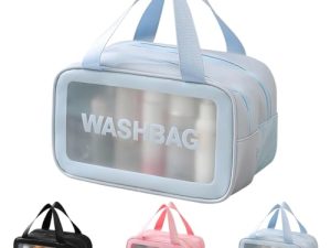 Namenand Neceser Viaje, Bolsa de Aseo Transparente Avion, Impermeable de Gran Capacidad Neceser Maquillaje, Bolsa de Aseo con asa para Hombre y Mujer Accesorios de Viaje de Gimnasio – Azul
