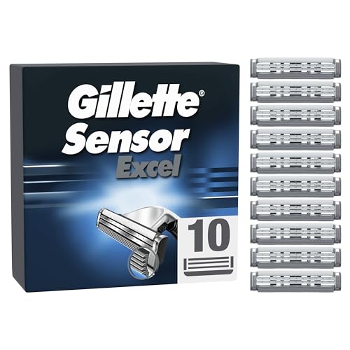 Gillette Sensor Excel Recambio De Máquinilla De Afeitar 10 Recambios, cuchillas de afeitar