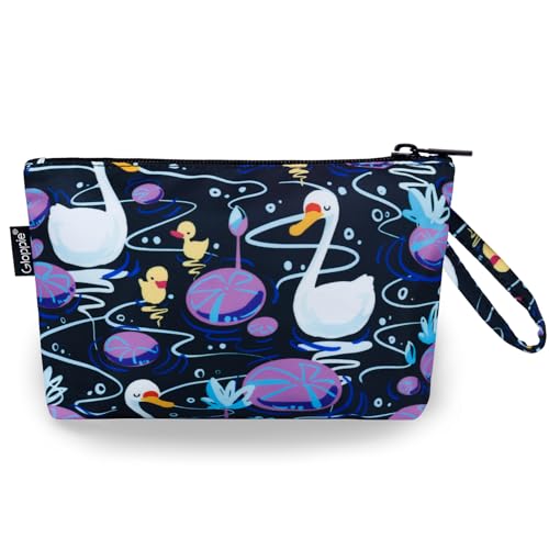Gloppie Bolsa de Aseo Mujer Neceser Maquillaje Pequeña Cosméticos Bag con Bolsillos Incorporado, Cisne