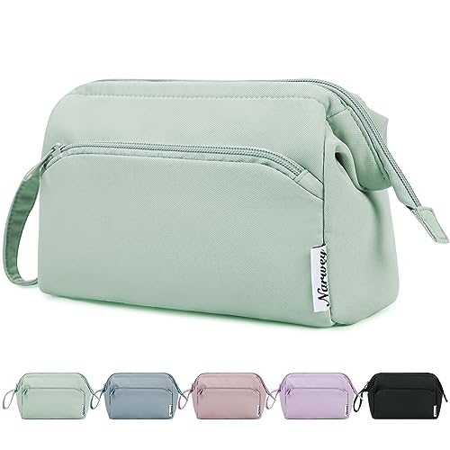 Narwey Neceser Maquillaje Viaje Bolsa de Maquillaje Grande Bolsa de Aseo Organizador de Cosmético para Mujeres Niñas (Verde Menta)
