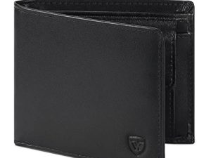 WONSEFOO Carteras para Hombre | con Protección RFID | con 9 Ranuras para Tarjetas | 2 Ranuras para Billetes|1 Bolsillo para Monedas| Negra | Regalo para Hombre