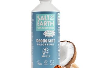 Natural Deodorant Roll On Refill by Salt of the Earth, Ocean & Coconut – Vegan, Long Lasting Protection, Leaping Bunny Approved, Made in the UK – 525ml