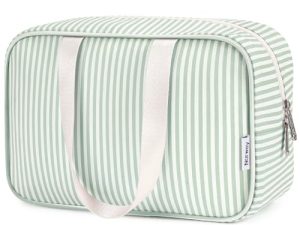 Bolsa de aseo de tamaño completo Bolsa de cosméticos grande de viaje Maquillaje Bolsas Organizador para damas y mujeres, Zb-Menta Rayas