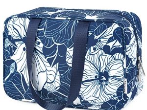 Narwey Neceser Bolsa de Aseo Grande Neceser Maquillaje Cosmético Kit de Aseo Organizador de Maquillaje para Mujeres y Niñas (Loto Azul)