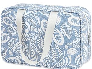 Narwey Neceser Bolsa de Aseo Grande Neceser Maquillaje Cosmético Kit de Aseo Organizador de Maquillaje para Mujeres y Niñas (Hoja Azul)